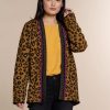 Vrouwen Geisha Fashion | Geisha Gebreid Vest Leopard Print 94554-70 Mustard
