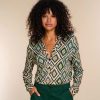 Vrouwen Geisha Fashion | Geisha Dames Top Met Ruit Print 32894-60 Off-White