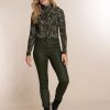 Vrouwen Geisha Fashion | Geisha Tricot Top Leopard Print 22526-60 Olive
