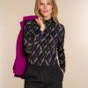 Vrouwen Geisha Fashion | Geisha Dames Geprinte Top Met Col 32893-60 Zwart
