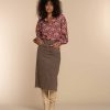 Vrouwen Geisha Fashion | Geisha Dames Midi Spijkerrok 36506-10 Taupe