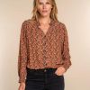 Vrouwen Geisha Fashion | Geisha Dames Blouse Met Paisley Print 33957-20 Zwart