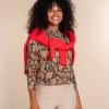 Vrouwen Geisha Fashion | Geisha Dames Top Met Paisley Print 32892-60 Coral
