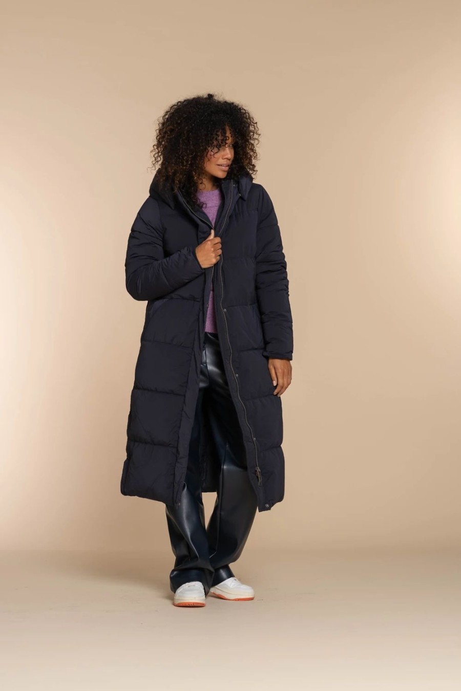 Vrouwen Geisha Fashion | Geisha Dames Lange Puffer Jas 28525-21 Navy