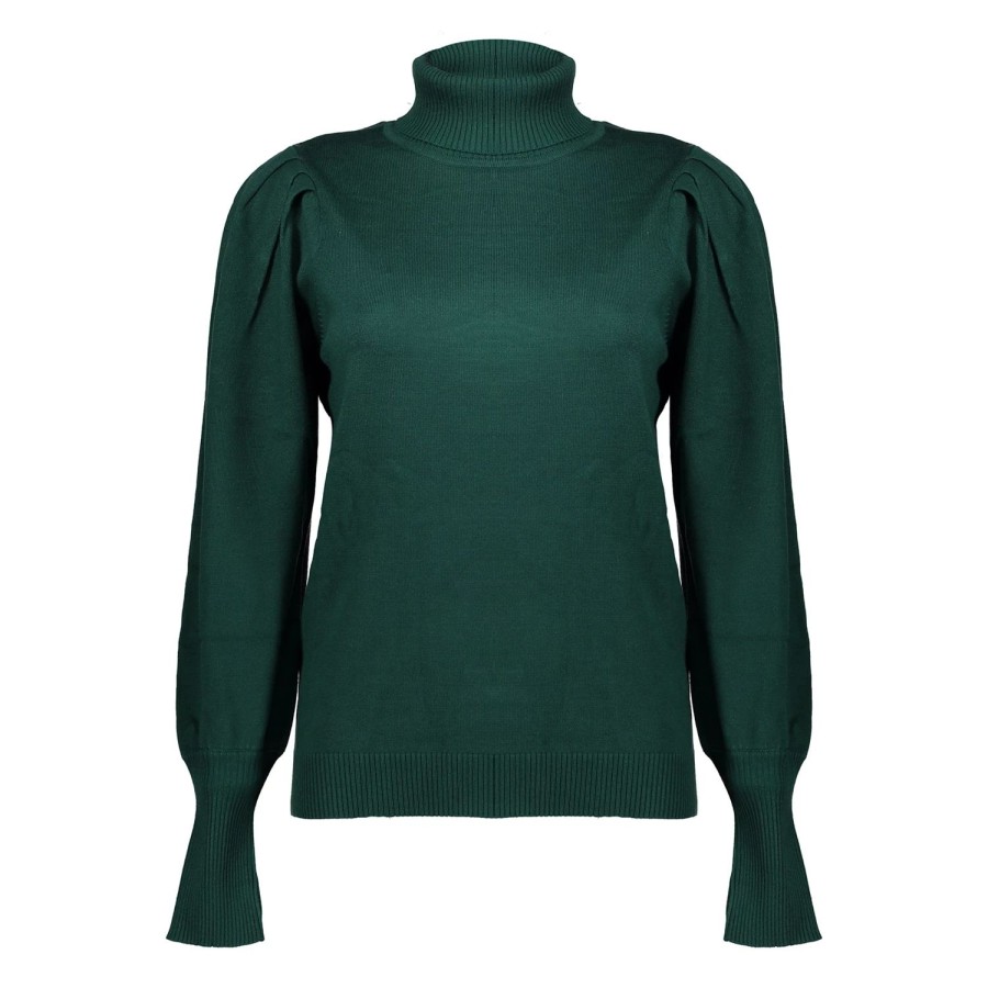 Vrouwen Geisha Fashion | Geisha Dames Gebreide Trui Met Pofmouwen 34587-14 Forest Green