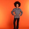 Meisjes Geisha Fashion | Geisha Meisjes Blouse Met Bloemenprint 33575K-60 Zwart