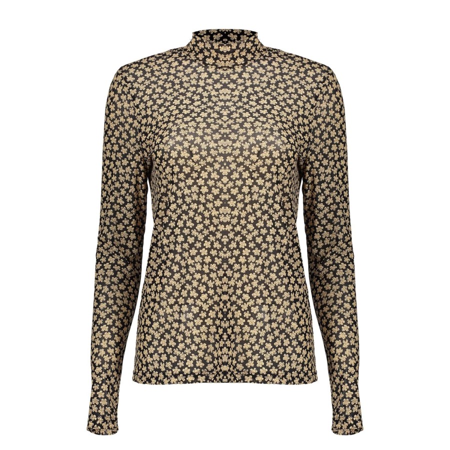 Vrouwen Geisha Fashion | Geisha Dames Mesh Top Met Print 32621-14 Zwart