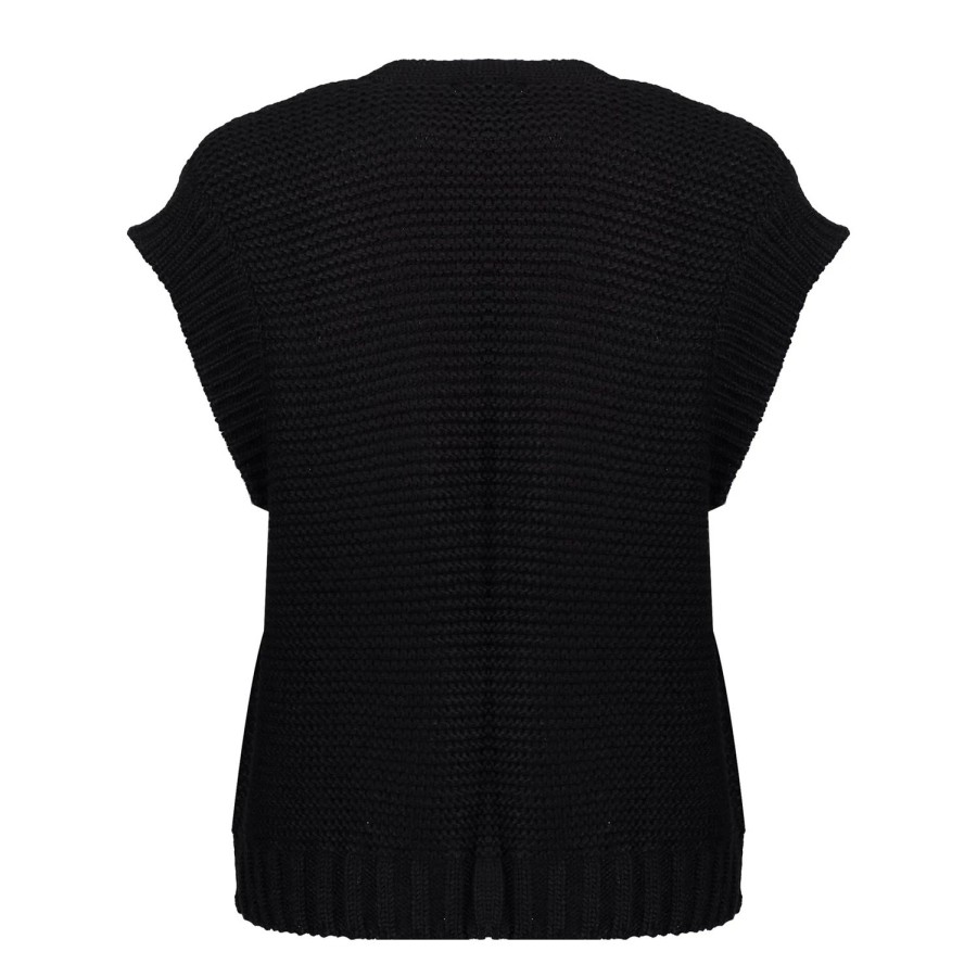 Vrouwen Geisha Fashion | Geisha Dames Gebreid Gilet 34541-29 Zwart