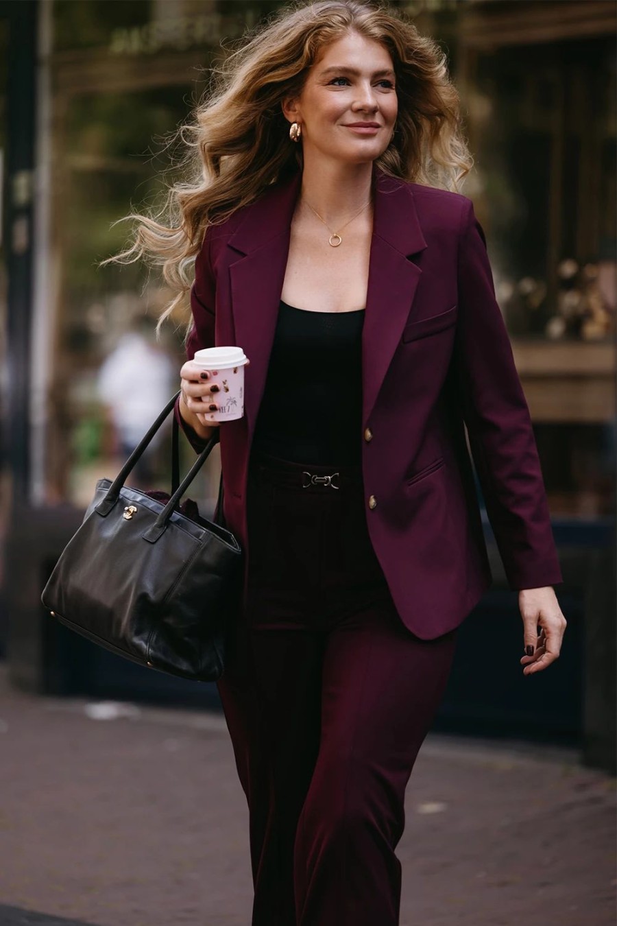 Vrouwen Geisha Fashion | Geisha Dames Pantalon 31527-10 Aubergine
