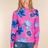 Vrouwen Geisha Fashion | Geisha Dames Mock Neck Top Met Bloemenprint 32856-40 Roze