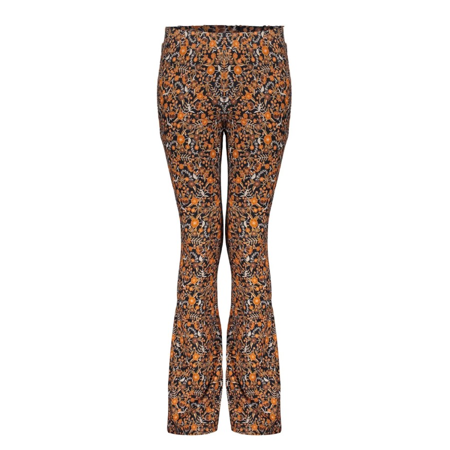 Meisjes Geisha Fashion | Geisha Meisjes Flared Legging Met Bloemenprint 31557K-60 Zwart