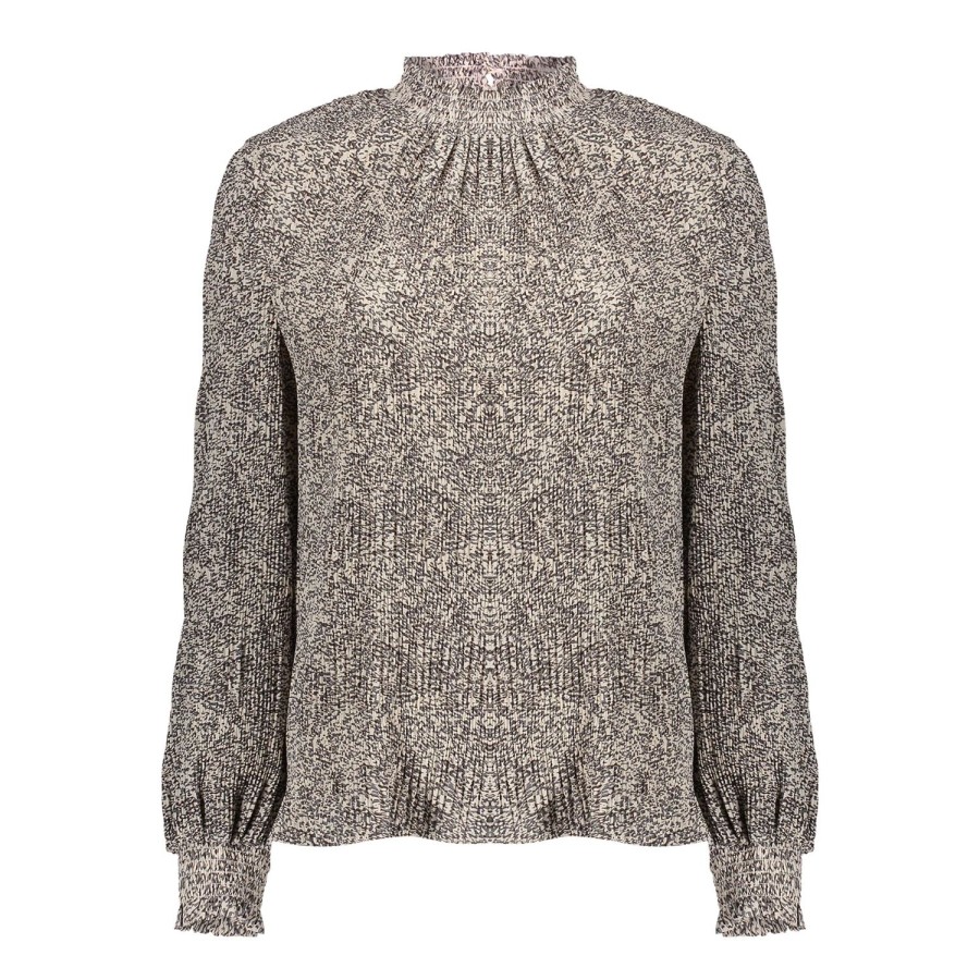 Vrouwen Geisha Fashion | Geisha Crinckle Top Graphic Print Smock 23671-14 Sand