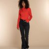 Vrouwen Geisha Fashion | Geisha Dames Ribgebreide Trui 34588-14 Coral