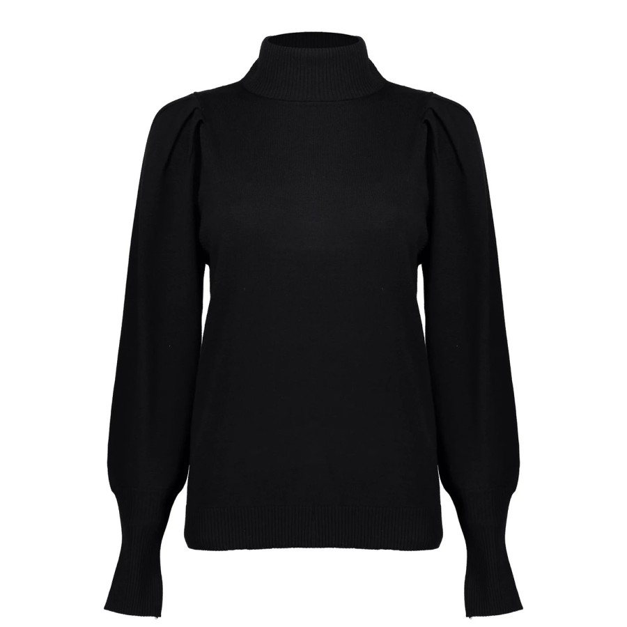 Vrouwen Geisha Fashion | Geisha Dames Gebreide Trui Met Pofmouwen 34587-14 Zwart