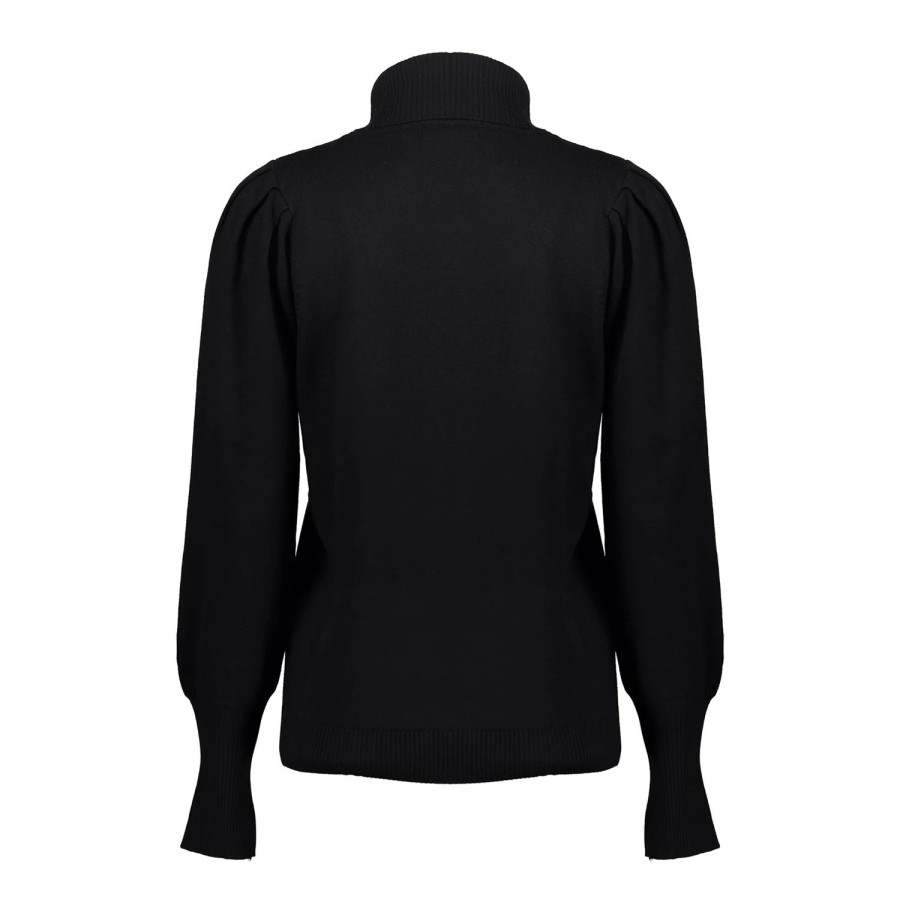Vrouwen Geisha Fashion | Geisha Dames Gebreide Trui Met Pofmouwen 34587-14 Zwart