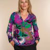 Vrouwen Geisha Fashion | Geisha Dames Top Met Bloemenprint 33948-20 Port