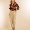 Vrouwen Geisha Fashion | Geisha Klassieke Checkered Blouse 23613-20 Sand