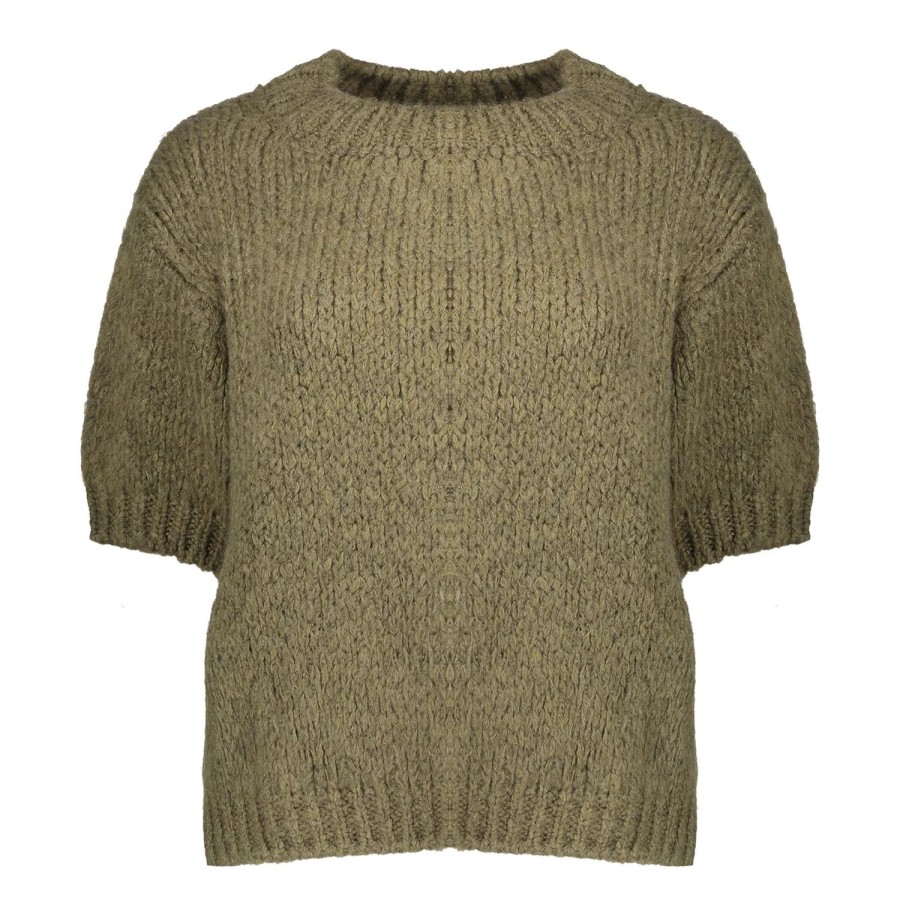 Vrouwen Geisha Fashion | Geisha Dames Gebreide Trui Met Korte Mouwen 34840-70 Olive
