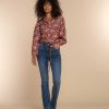 Vrouwen Geisha Fashion | Geisha Dames Flared Jeans Met Ceintuur 31508-10 Stonewash Denim