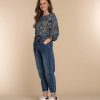 Vrouwen Geisha Fashion | Geisha Dames Top Met Print 32596-60 Blue