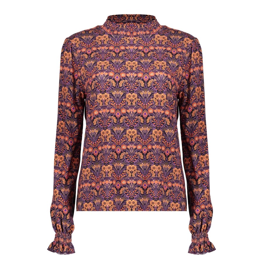 Vrouwen Geisha Fashion | Geisha Dames Smock Top Met Print 32641-20 Paars