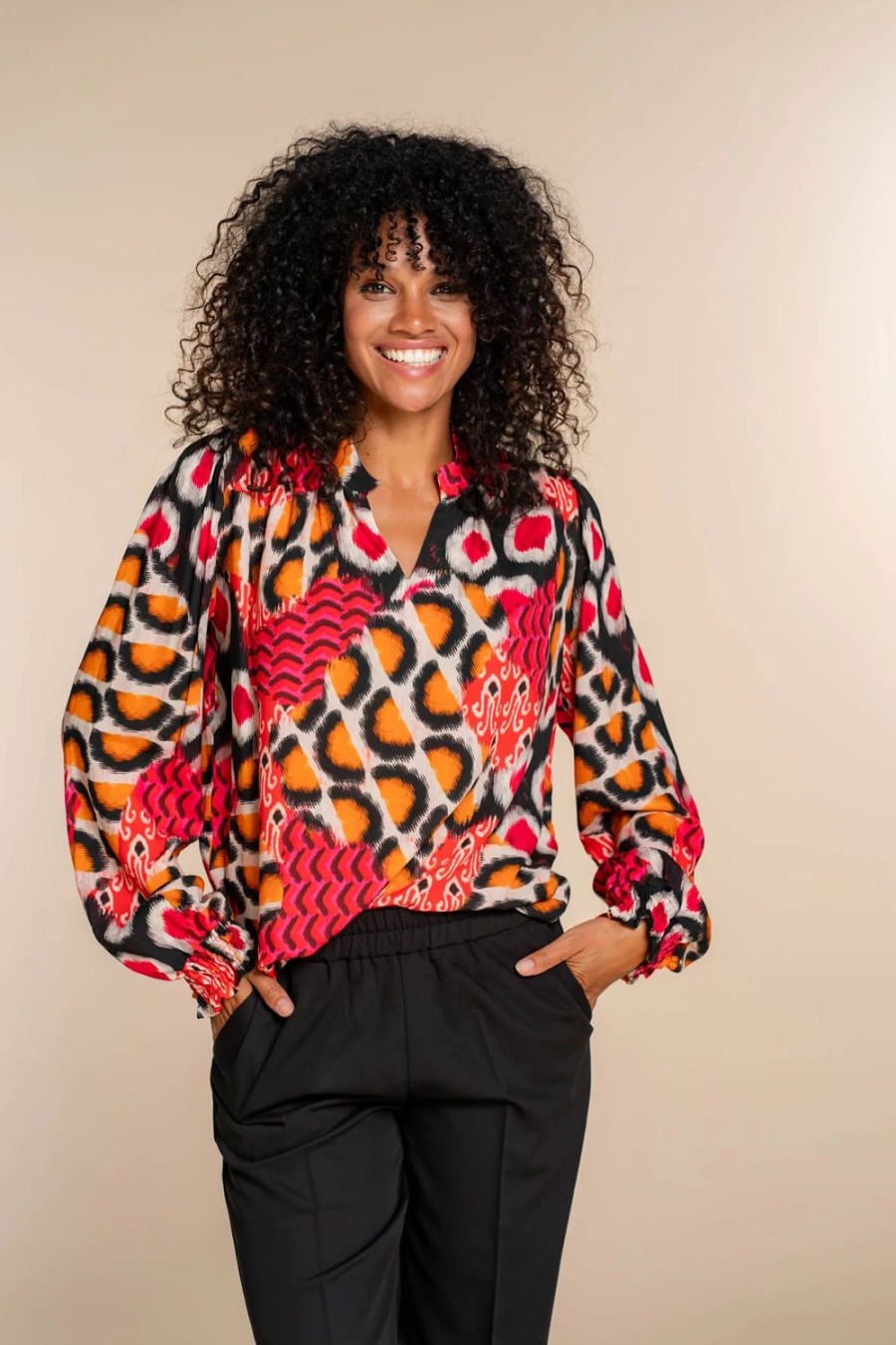 Vrouwen Geisha Fashion | Geisha Dames Top Met Print 33953-20 Roze
