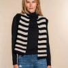 Vrouwen Geisha Fashion | Geisha Dames Gebreid Gilet Met Strepen 34847-70 Black/White