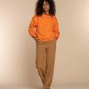 Vrouwen Geisha Fashion | Geisha Dames Oversized Graphic Print Crewneck Sweater 32572-24 Oranje