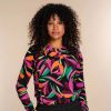 Vrouwen Geisha Fashion | Geisha Dames Top Met Print 32913-20 Zwart
