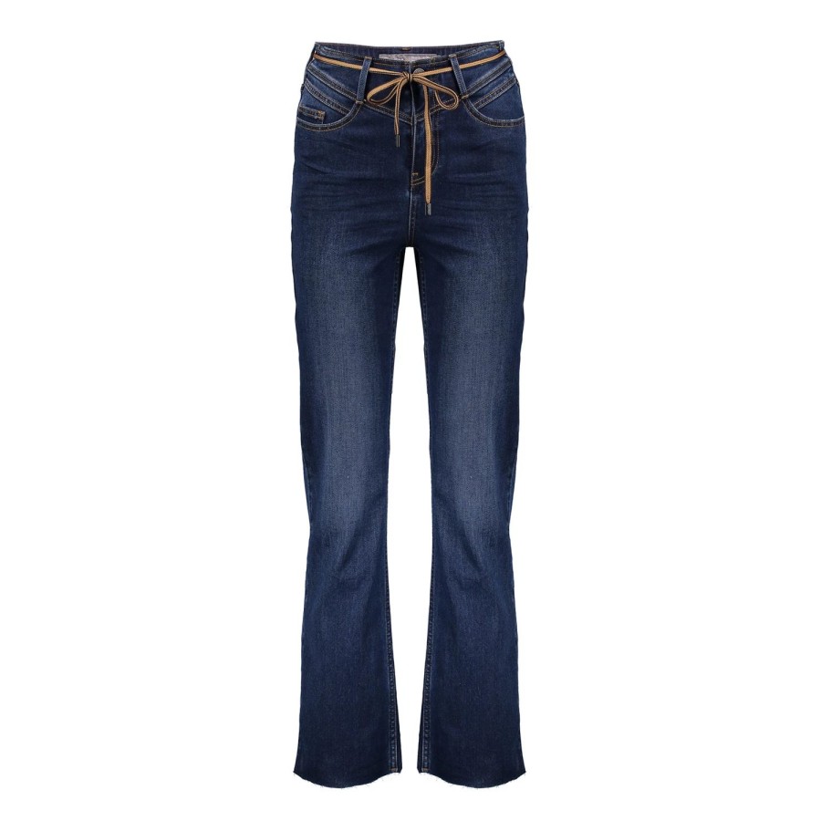 Vrouwen Geisha Fashion | Geisha 5-Pocket Wide Jeans String 21714-10 Dark Blue Denim