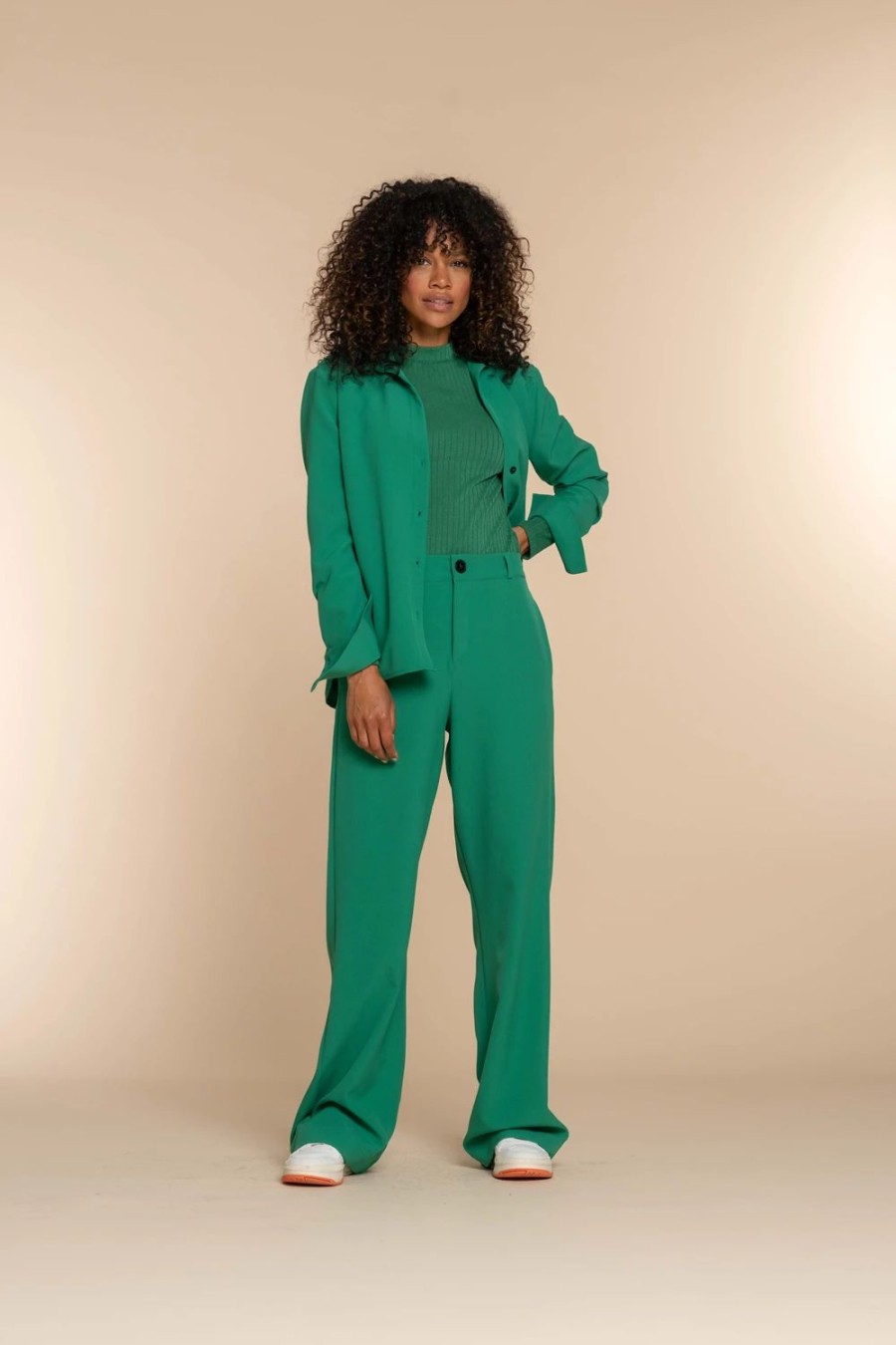 Vrouwen Geisha Fashion | Geisha Dames Wide Fit Pantalon 31662-20 Groen