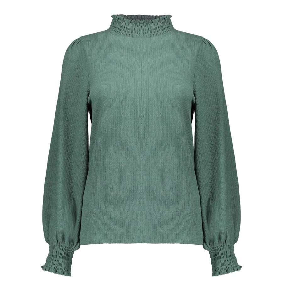 Vrouwen Geisha Fashion | Geisha Dames Top Met Smock 32530-45 Linde Green