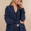 Vrouwen Geisha Fashion | Geisha Dames Corduroy Double-Breasted Blazer 35513-10 Navy