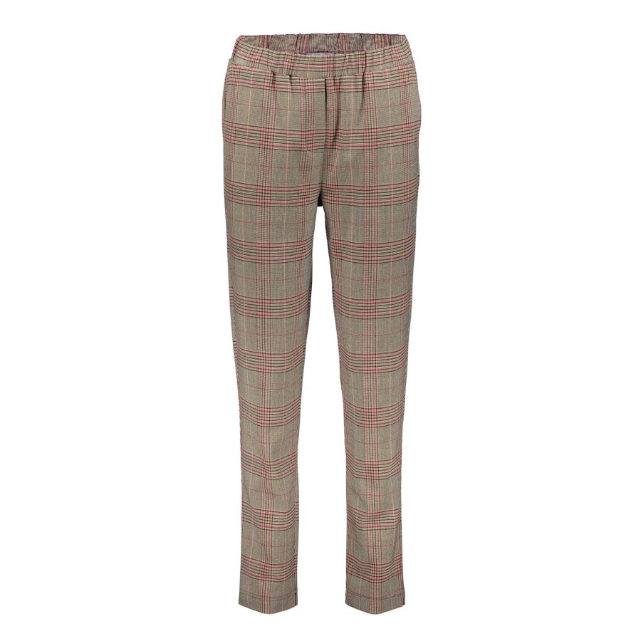 Vrouwen Geisha Fashion | Geisha Checkered Slim Fit Pantalon 21630-20 Sand