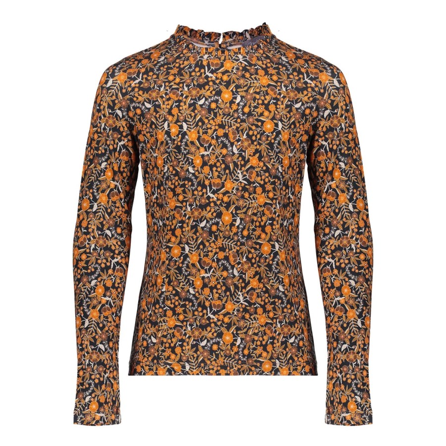 Meisjes Geisha Fashion | Geisha Meisjes Top Met Bloemenprint 33574K-60 Zwart