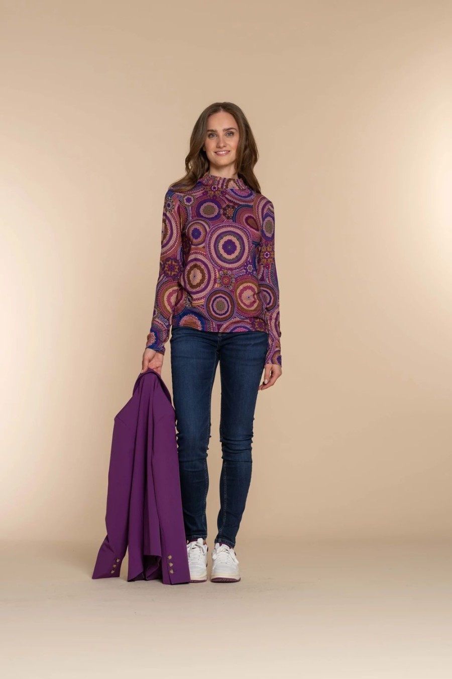 Vrouwen Geisha Fashion | Geisha Dames Top Met Print 32598-60 Fuchsia