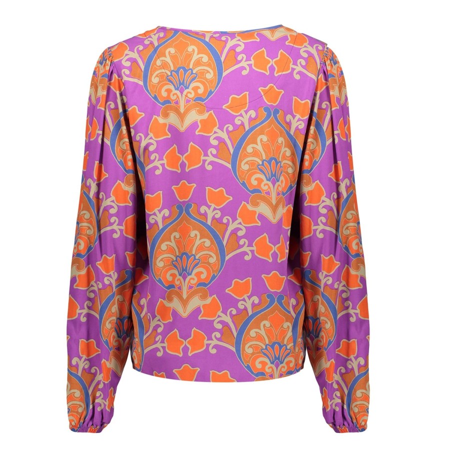 Vrouwen Geisha Fashion | Geisha Dames Kleurrijke Top 33670-20 Paars