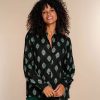 Vrouwen Geisha Fashion | Geisha Dames Blouse Met Bloemenprint 33873-21 Zwart