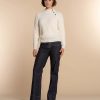 Vrouwen Geisha Fashion | Geisha Dames Ribgebreide Trui 34517-10 Off-White