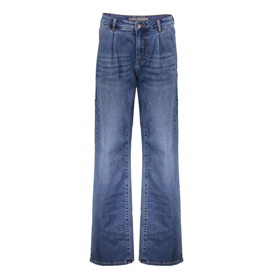 Vrouwen Geisha Fashion | Geisha Trendy Wide Leg Jeans 21520-10 Blue Denim