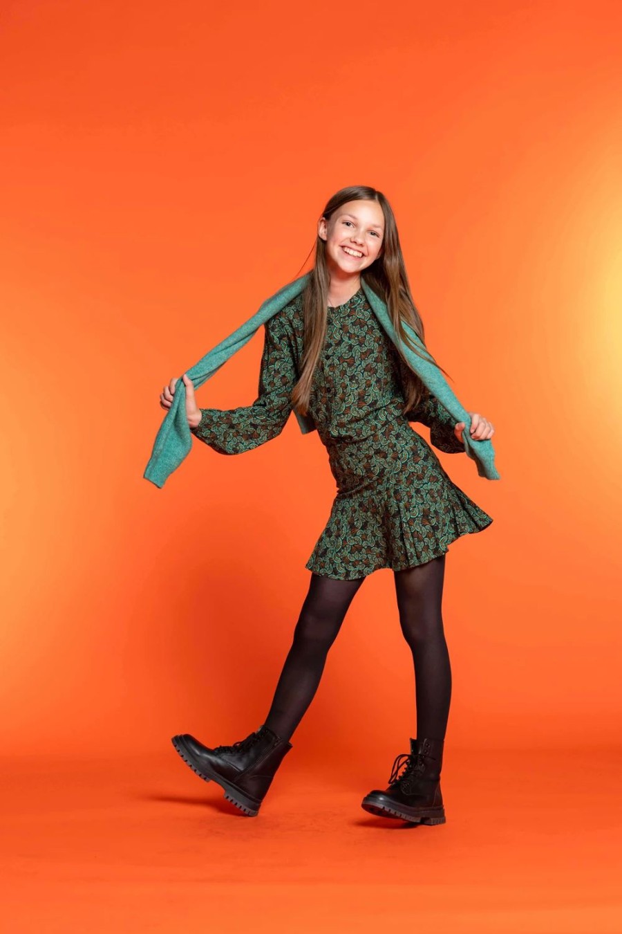 Meisjes Geisha Fashion | Geisha Meisjes Blouse Met Paisley Print 33573K-60 Emerald