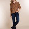 Vrouwen Geisha Fashion | Geisha Blouse Ethnic Print Pofeffect Mouwen 23675-20 Camel