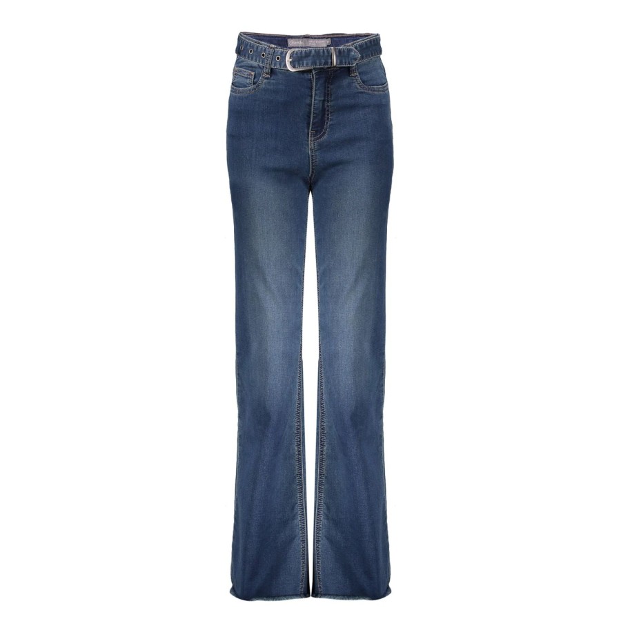 Meisjes Geisha Fashion | Geisha Meisjes Straight Fit Jeans Met Riem 31506K-10 Blue Denim