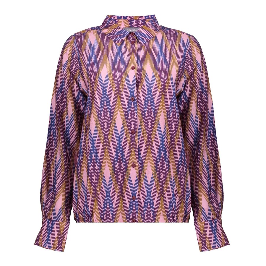 Vrouwen Geisha Fashion | Geisha Dames Geruite Blouse 33655-20 Paars