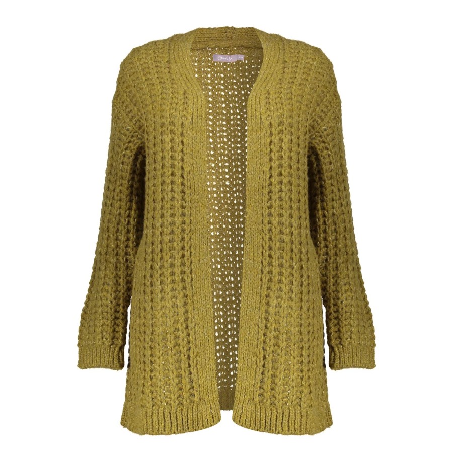 Vrouwen Geisha Fashion | Geisha Dames Grof Gebreid Vest 34570-70 Cactus