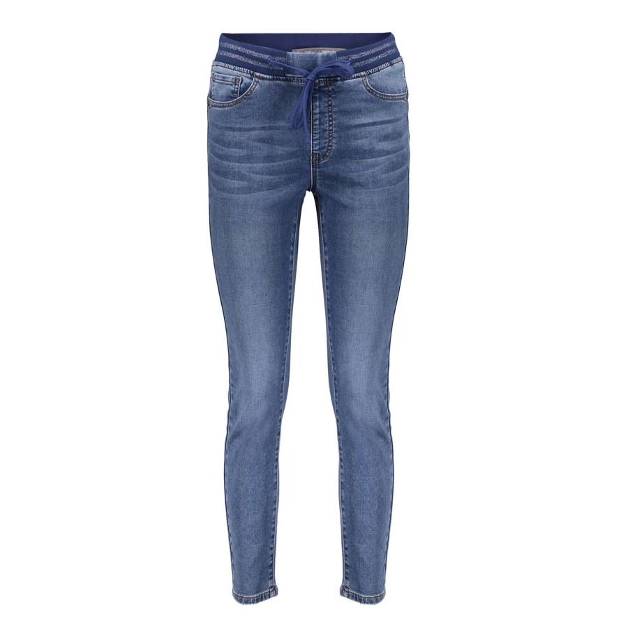 Vrouwen Geisha Fashion | Geisha Skinny Jeans Elastic Waist 21519-10 Blue Denim