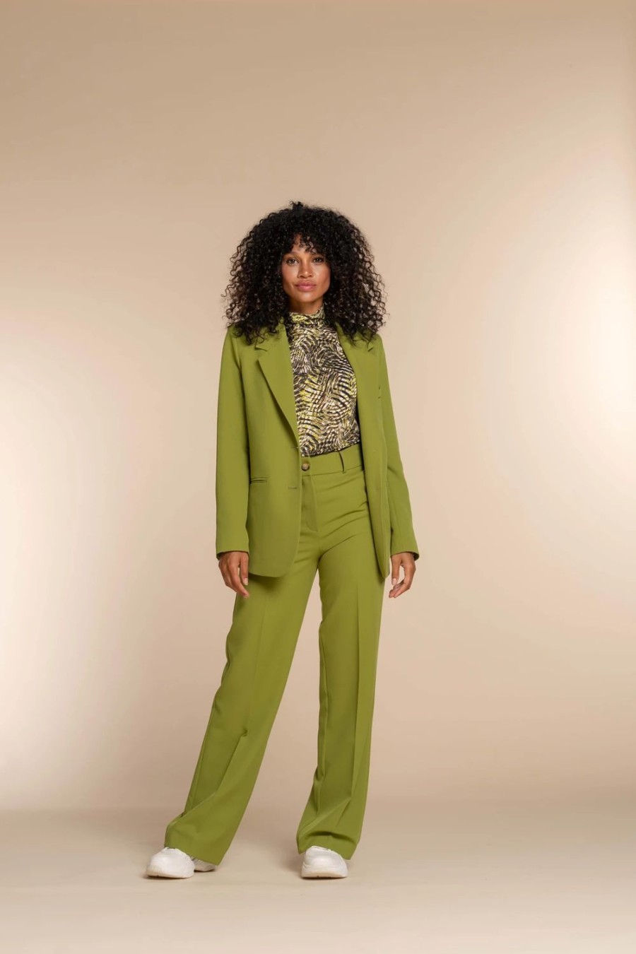 Vrouwen Geisha Fashion | Geisha Dames Straight Fit Pantalon Met Naad 31860-32 Olive