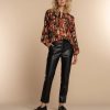 Vrouwen Geisha Fashion | Geisha Dames Blouse Met Print 33677-20 Zwart
