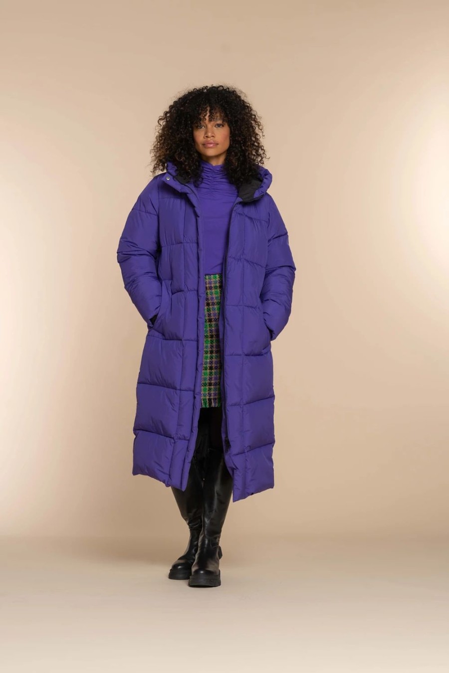 Vrouwen Geisha Fashion | Geisha Dames Lange Puffer Jas 38563-21 Paars